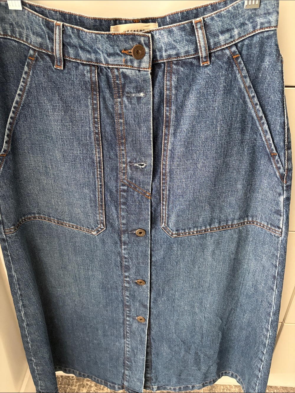 Weekend Max Mara Medium Blue Denim Button-Front Skirt